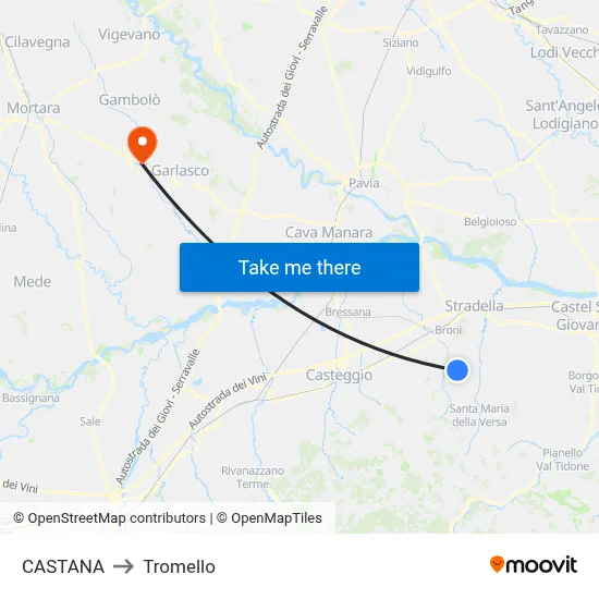 Castana to Tromello map