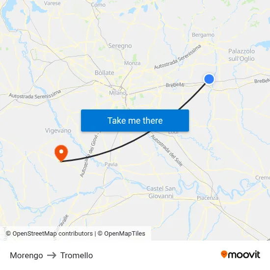 Morengo to Tromello map