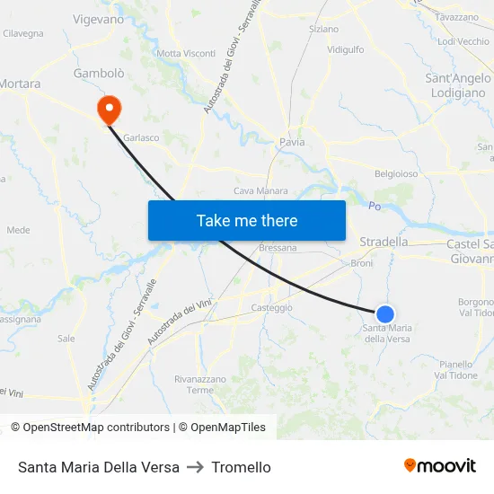 Santa Maria Della Versa to Tromello map