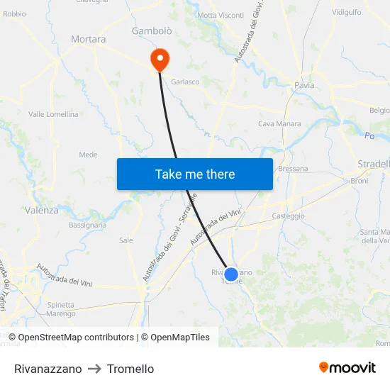 Rivanazzano to Tromello map