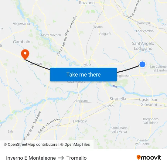 Inverno e Monteleone to Tromello map