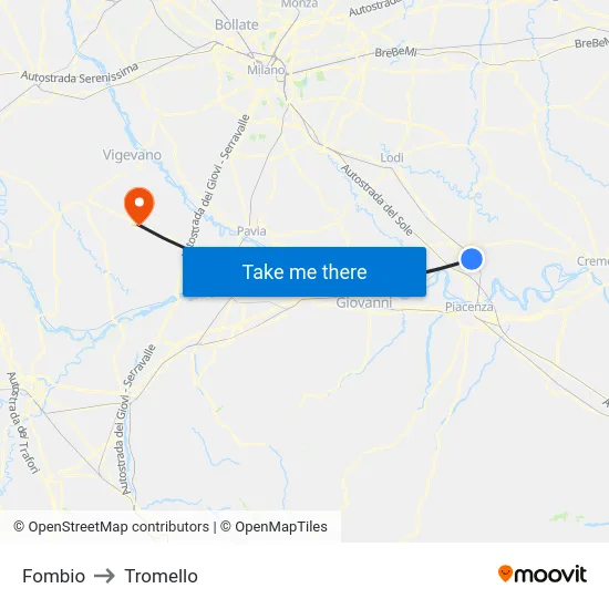 Fombio to Tromello map