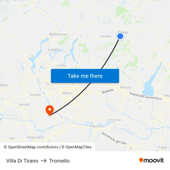 Villa Di Tirano to Tromello map