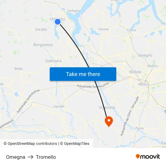 Omegna to Tromello map