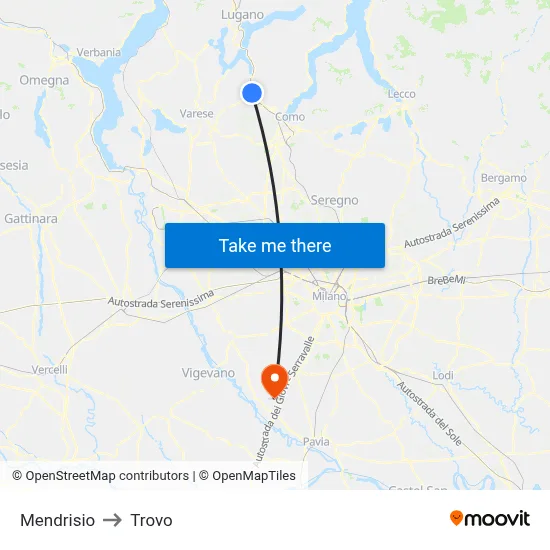 Mendrisio to Trovo map