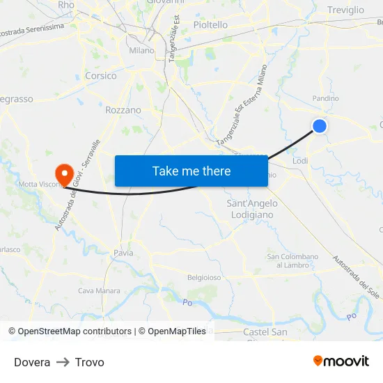 Dovera to Trovo map