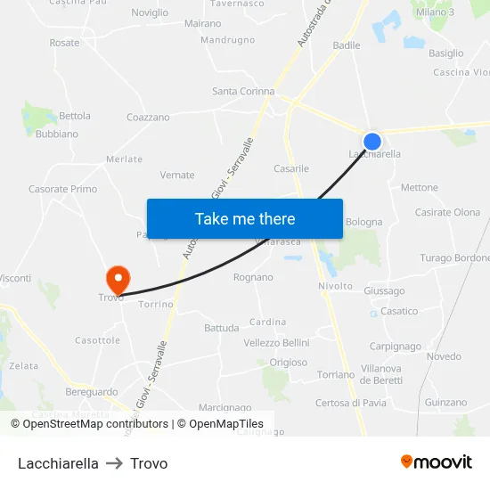 Lacchiarella to Trovo map