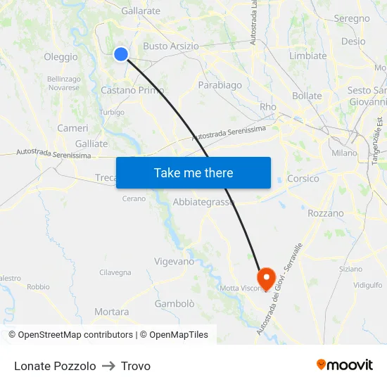 Lonate Pozzolo to Trovo map