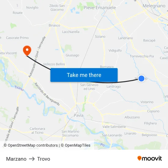 Marzano to Trovo map