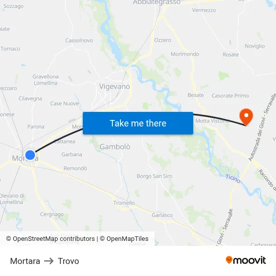 Mortara to Trovo map