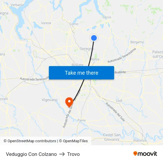 Veduggio con Colzano to Trovo map