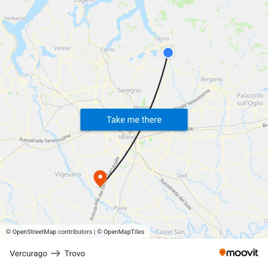 Vercurago to Trovo map