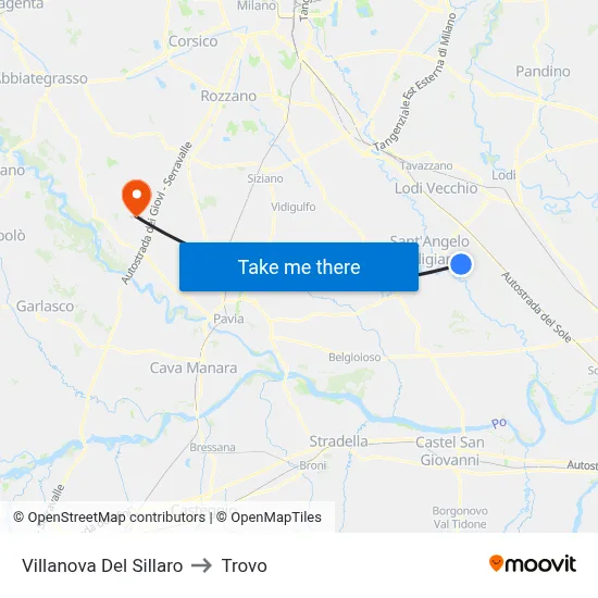 Villanova Del Sillaro to Trovo map