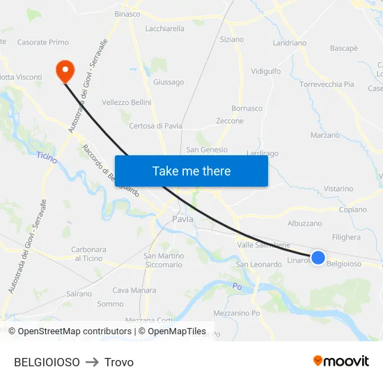 BELGIOIOSO to Trovo map