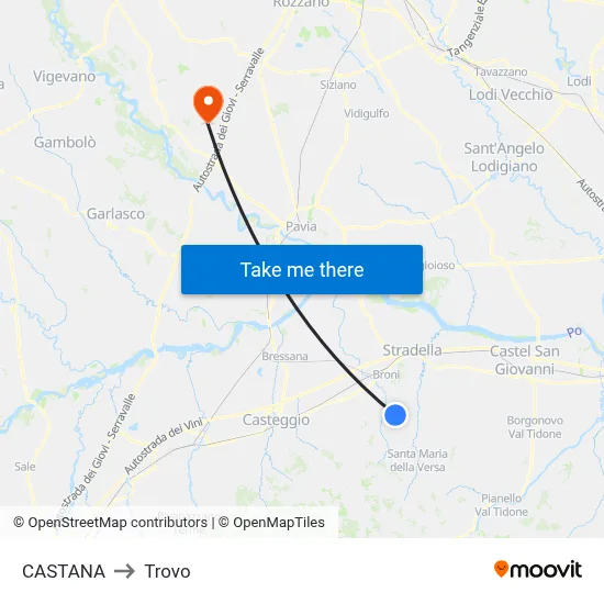 Castana to Trovo map