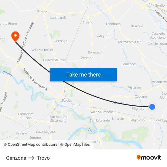 Genzone to Trovo map
