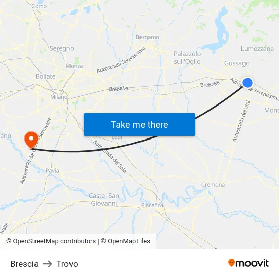 Brescia to Trovo map