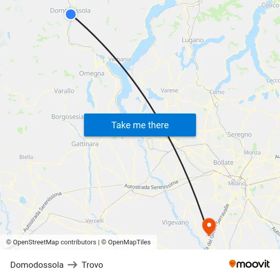 Domodossola to Trovo map