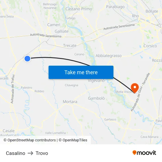 Casalino to Trovo map