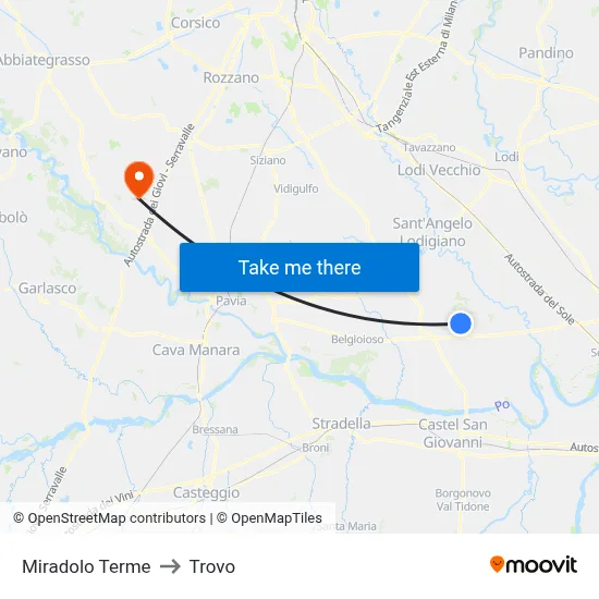 Miradolo Terme to Trovo map