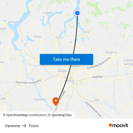 Varenna to Trovo map
