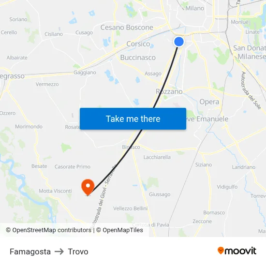 Famagosta to Trovo map
