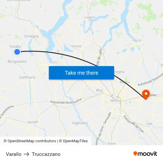 Varallo to Truccazzano map