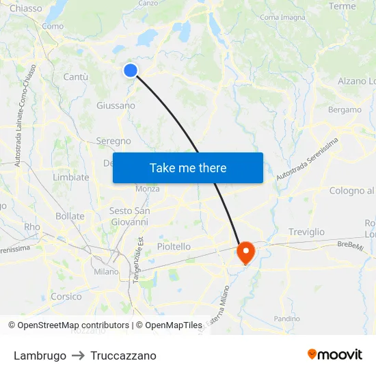Lambrugo to Truccazzano map