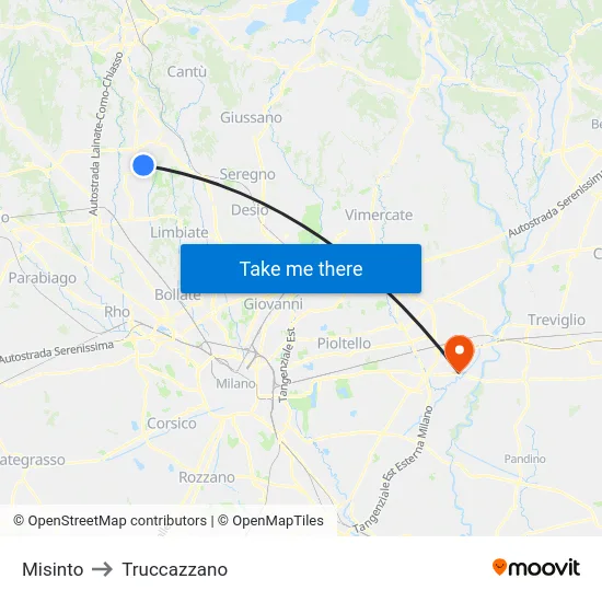 Misinto to Truccazzano map
