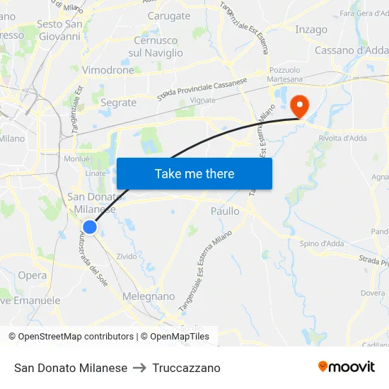 San Donato Milanese to Truccazzano map