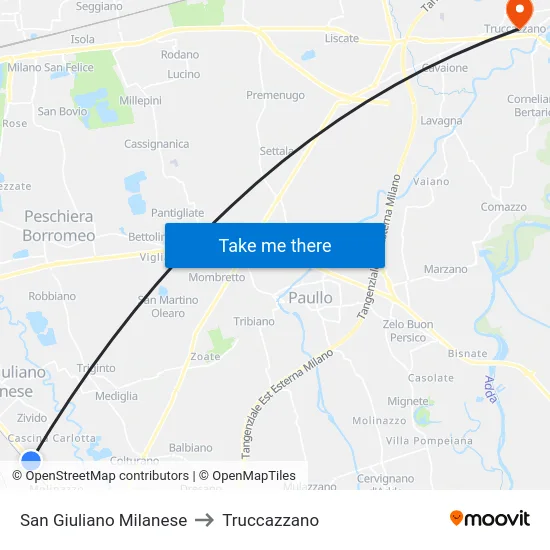 San Giuliano Milanese to Truccazzano map