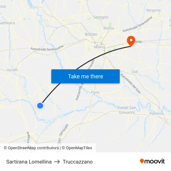 Sartirana Lomellina to Truccazzano map