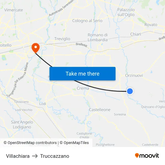 Villachiara to Truccazzano map
