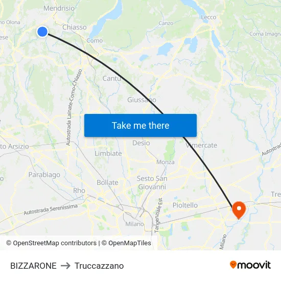 Bizzarone to Truccazzano map