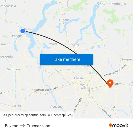 Baveno to Truccazzano map