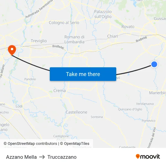 Azzano Mella to Truccazzano map
