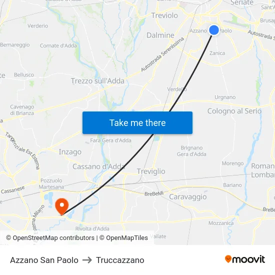 Azzano San Paolo to Truccazzano map