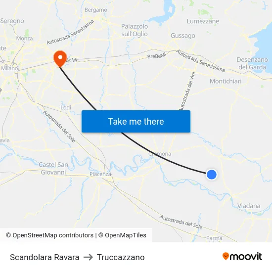 Scandolara Ravara to Truccazzano map
