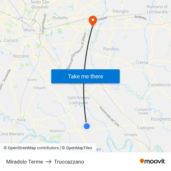 Miradolo Terme to Truccazzano map