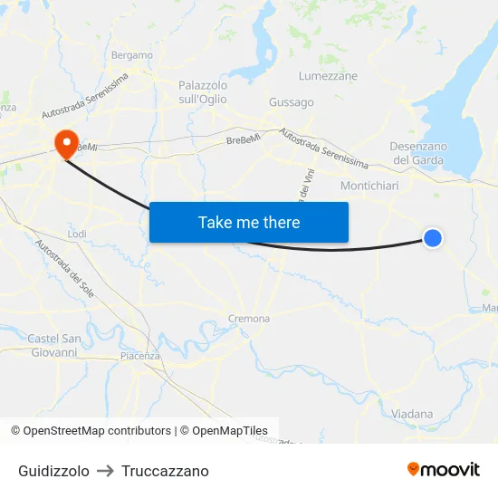 Guidizzolo to Truccazzano map