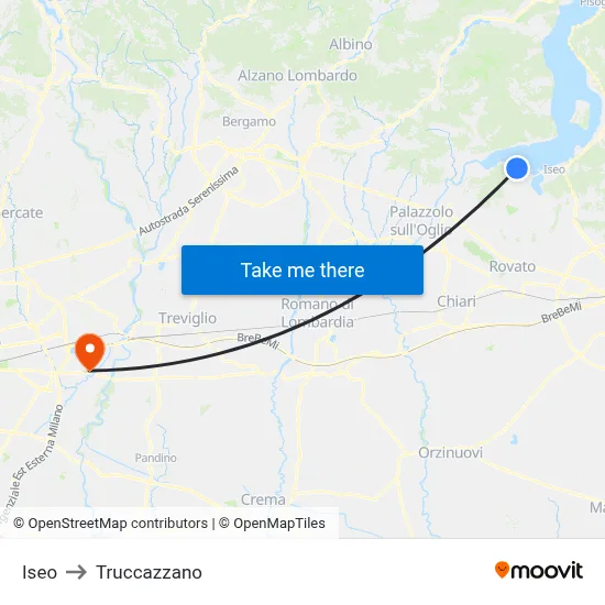 Iseo to Truccazzano map