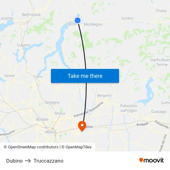 Dubino to Truccazzano map