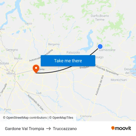 Gardone Val Trompia to Truccazzano map