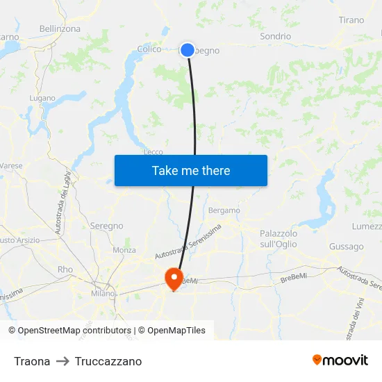 Traona to Truccazzano map