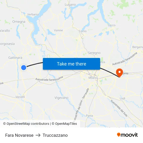 Fara Novarese to Truccazzano map
