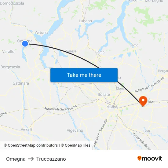 Omegna to Truccazzano map