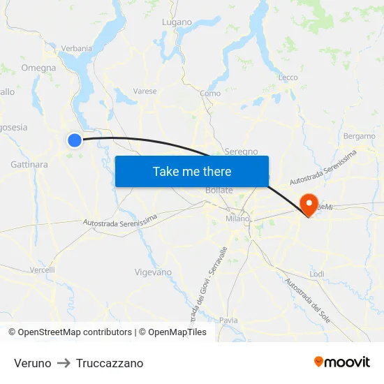 Veruno to Truccazzano map