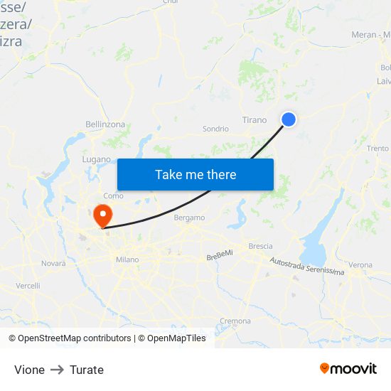 Vione to Turate map