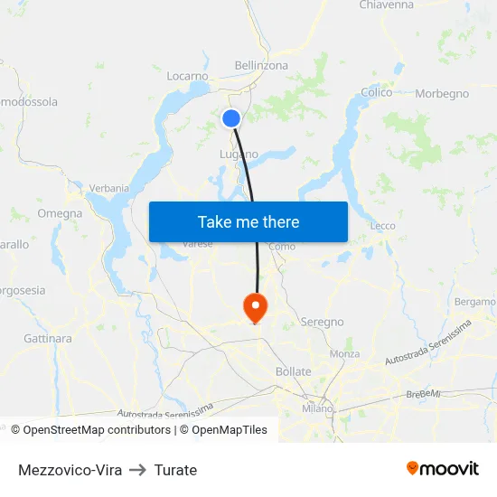 Mezzovico-Vira to Turate map