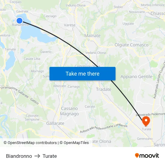 Biandronno to Turate map
